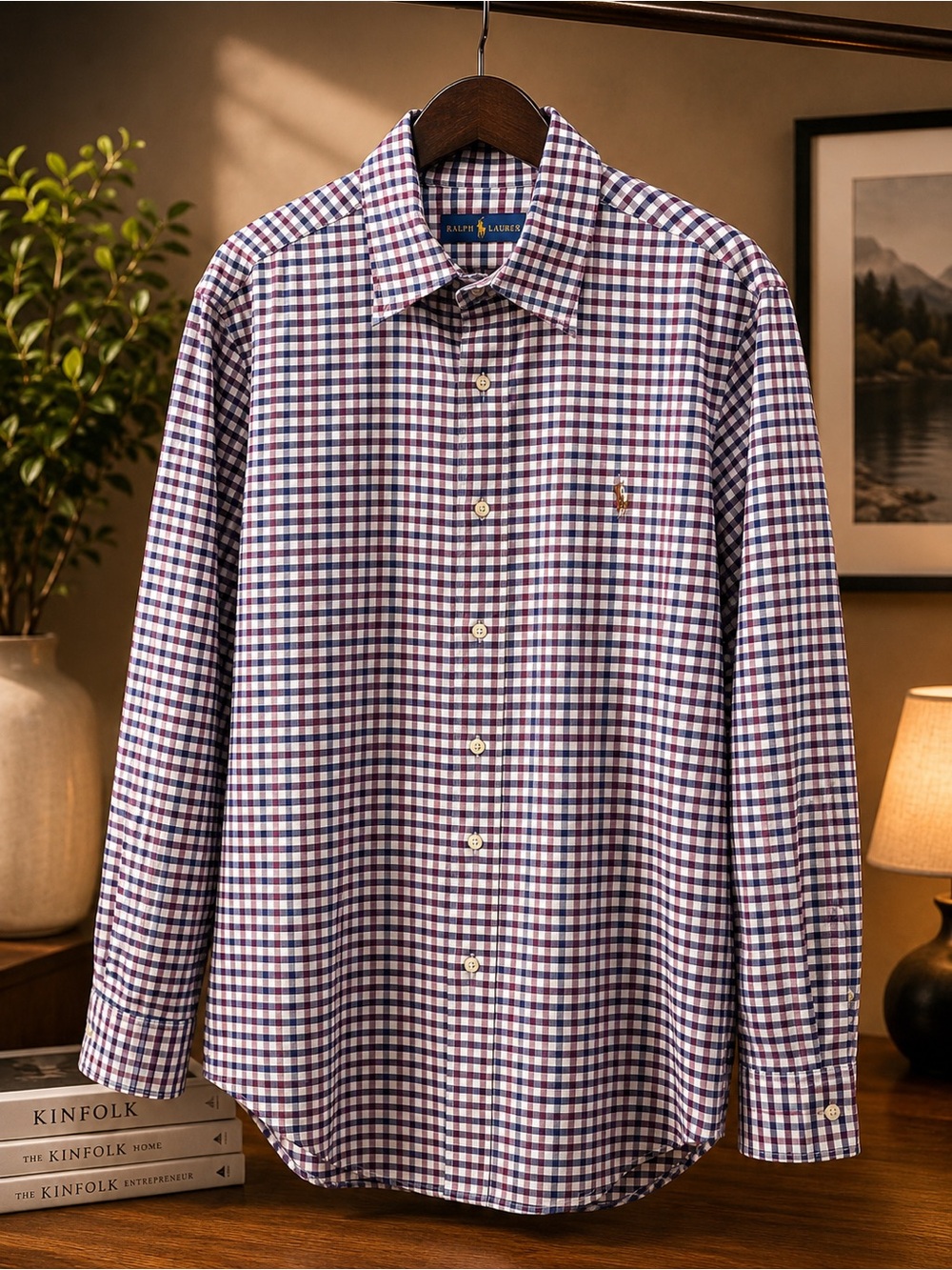 Ralph Lauren Purple & White Gingham Button-Down Shirt